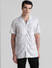White Abstract Print Short Sleeves Shirt_408423+2