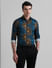 Black Abstract Print Short Sleeves Shirt_408427+2