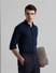 Dark Blue Knitted Full Sleeves Shirt_408433+1