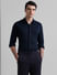 Dark Blue Knitted Full Sleeves Shirt_408433+2