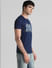 Blue Grid Print Crew Neck T-shirt_408442+3