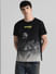 Black Printed Crew Neck T-shirt_408451+2