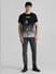 Black Printed Crew Neck T-shirt_408451+6