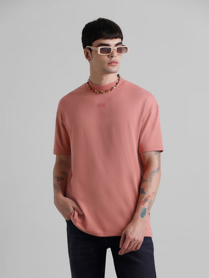 Pink Logo Print Oversized T-shirt