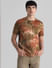 Brown Tie-Dye Crew Neck T-shirt_408471+2