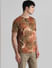 Brown Tie-Dye Crew Neck T-shirt_408471+3
