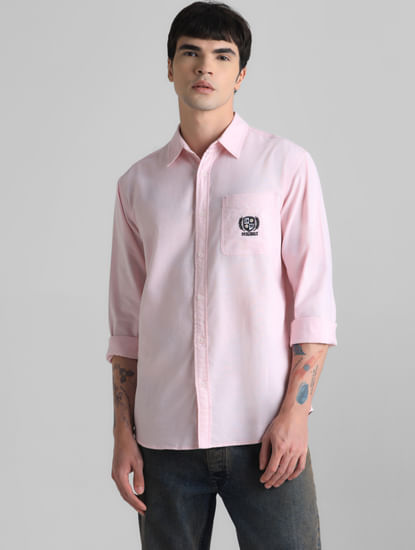 Pink Embroidered Patch Shirt