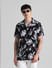 Black Floral Short Sleeves Shirt_408483+1
