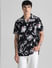 Black Floral Short Sleeves Shirt_408483+2