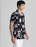 Black Floral Short Sleeves Shirt_408483+3