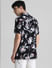 Black Floral Short Sleeves Shirt_408483+4