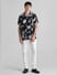 Black Floral Short Sleeves Shirt_408483+6