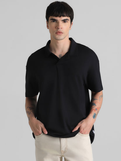 Black Oversized Polo T-shirt