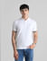 White Ribbed Sleeve Polo T-shirt_408489+1