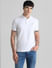 White Ribbed Sleeve Polo T-shirt_408489+2