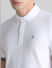 White Ribbed Sleeve Polo T-shirt_408489+5