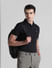 Black Ribbed Sleeve Polo T-shirt_408490+1