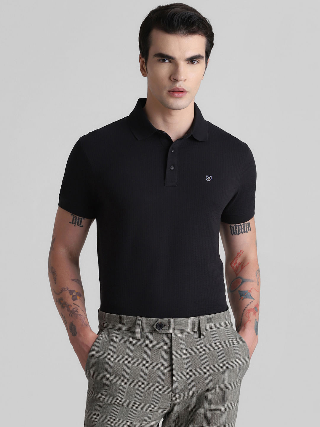 Black hotsell ribbed polo