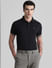Black Ribbed Sleeve Polo T-shirt_408490+2