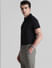 Black Ribbed Sleeve Polo T-shirt_408490+3