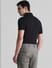 Black Ribbed Sleeve Polo T-shirt_408490+4