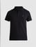Black Ribbed Sleeve Polo T-shirt_408490+7