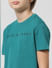 Teal Logo Print T-shirt_410112+4