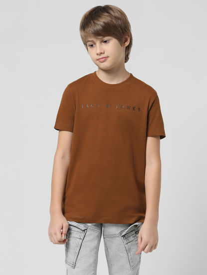 Brown Logo Print T-shirt