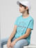Light Blue Round Logo Print T-shirt_410114+1