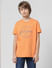 Orange Round Logo Print T-shirt_410115+2