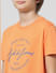 Orange Round Logo Print T-shirt_410115+4