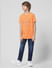 Orange Round Logo Print T-shirt_410115+5