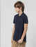 Navy Blue Pique Knit Polo T-shirt_410116+2
