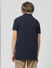 Navy Blue Pique Knit Polo T-shirt_410116+3
