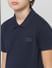 Navy Blue Pique Knit Polo T-shirt_410116+4