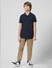 Navy Blue Pique Knit Polo T-shirt_410116+5