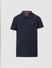 Navy Blue Pique Knit Polo T-shirt_410116+6