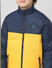 Navy Blue Printed Reversible Puffer Jacket_410130+6
