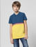 Blue Colourblocked Polo T-shirt_410135+2