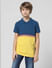 Blue Colourblocked Polo T-shirt_410135+5