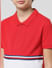 Red Colourblocked Polo T-shirt_410139+4