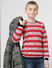 Red Striped Logo Text Pullover_410143+1