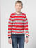 Red Striped Logo Text Pullover_410143+2