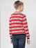 Red Striped Logo Text Pullover_410143+3