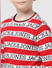 Red Striped Logo Text Pullover_410143+4