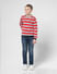 Red Striped Logo Text Pullover_410143+5