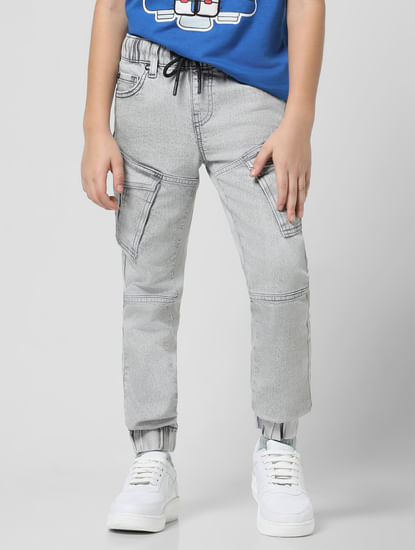 Light Grey Mid Rise Washed Joggers