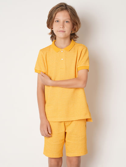Boys Orange Co-ord Set Polo T-shirt