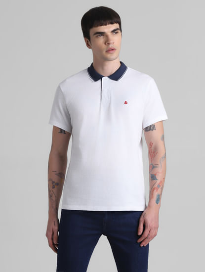 White Jacquard Polo T-shirt