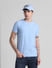 Blue Jacquard Crew Neck T-shirt_413369+1
